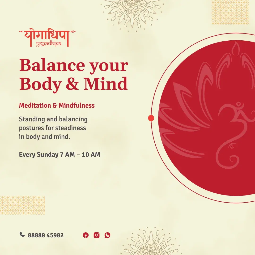 Post: Balance your Body & Mind, with a crimson circle on the right.