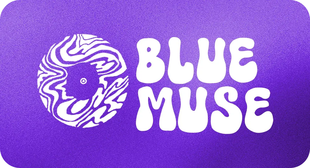 The logo in white on violet.