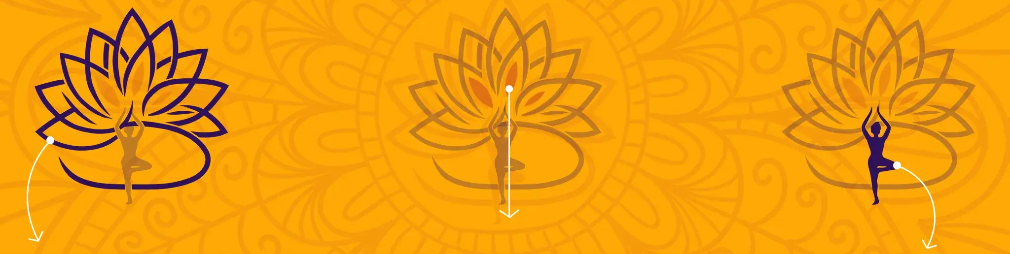 The mark three times, each with one part picked out in purple: the lotus, the leaves, the person.