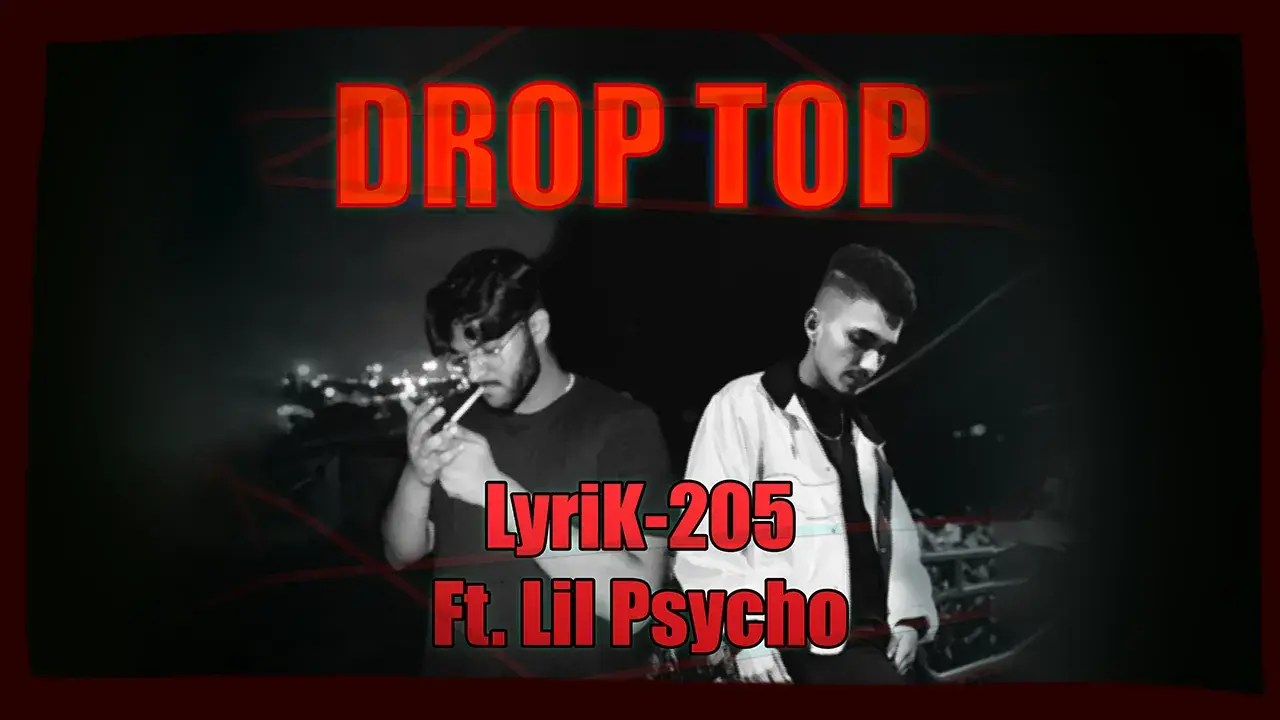 The Drop Top thumbnail: the two artists in black and white under the red title.