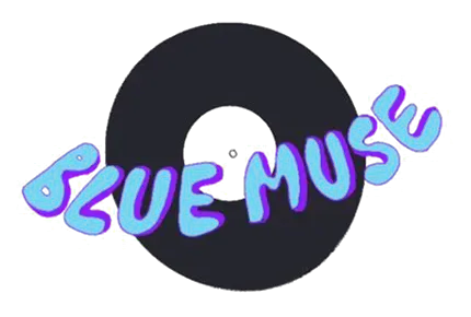 A scrapped idea: the name curving across a black record.