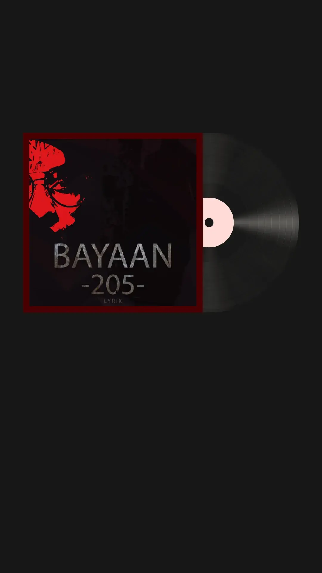 A story: the Bayaan cover on a sleeve in a dark red frame, with the record sliding out of it