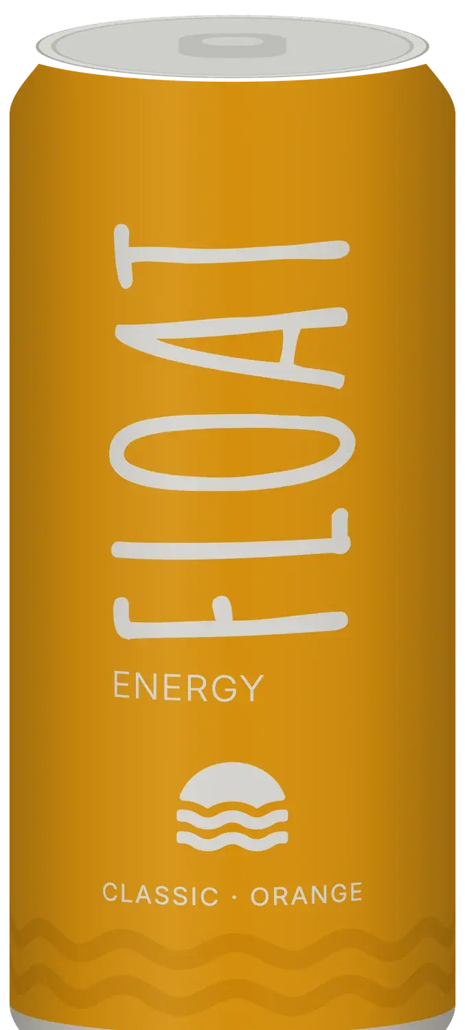 The Classic Orange can: FLOAT in warm grey running up an orange can