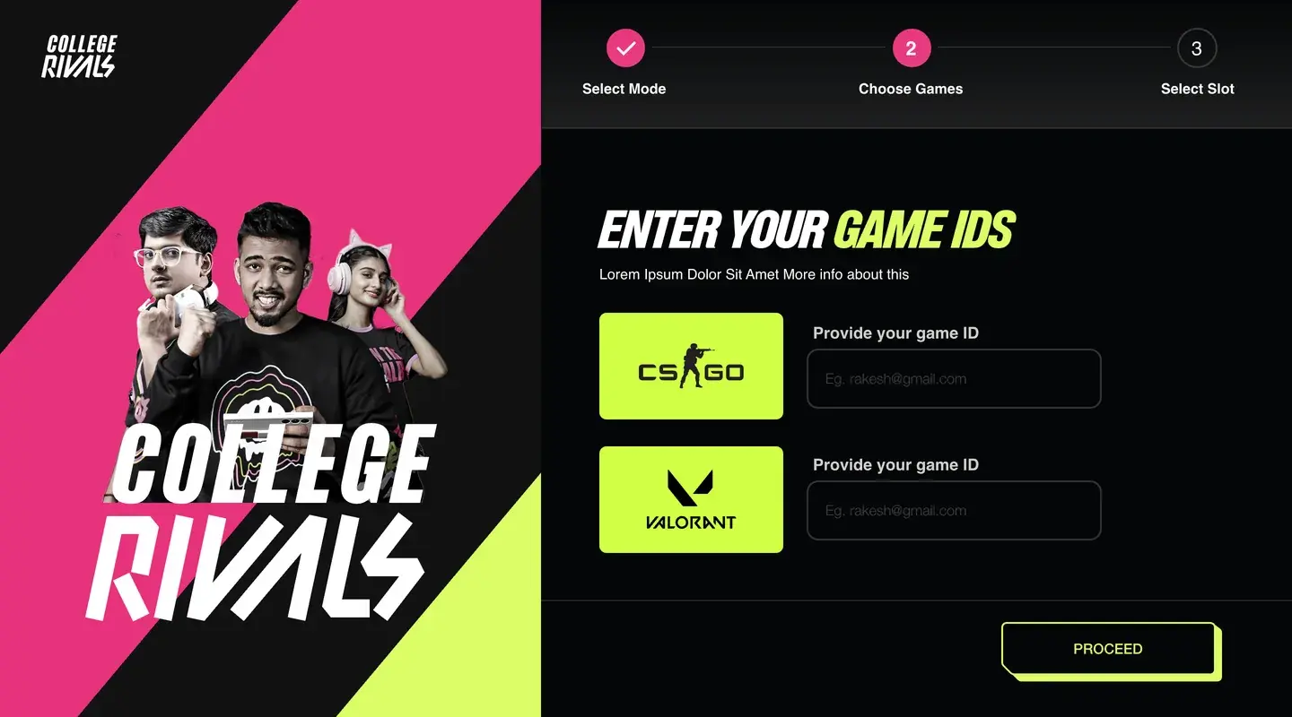 Design: Enter your game IDs, one field for each game picked.